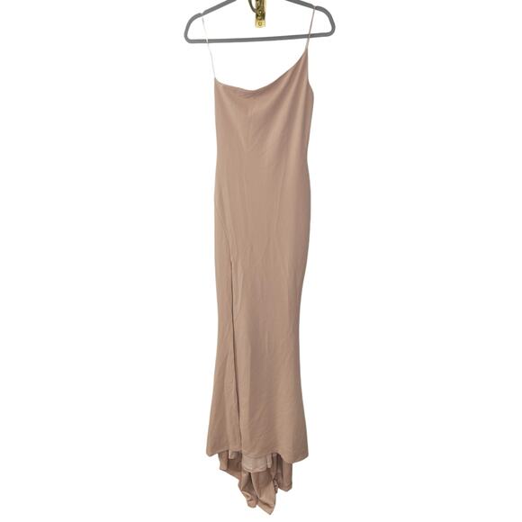 Nookie Jasmine One Shoulder Gala Gown Maxi Dress Jersey Side Slit Formalwear M - Picture 4 of 11